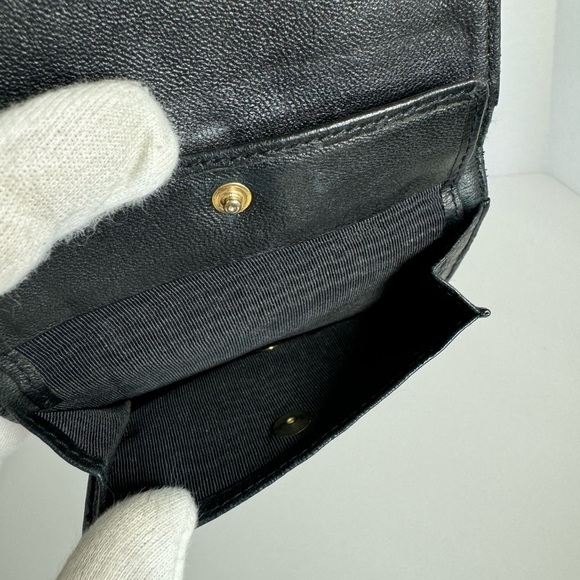 COPY - 100% Authentic CHANEL Calf Skin Bifold Wallet Black CC Compact Coin Stit… - Picture 11 of 14